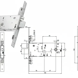 Elettroserratura Triplice Infilare P/Fasce Caten. E Scr. Mm.78H 94900 Mm.90 (Y9490090080) Yale