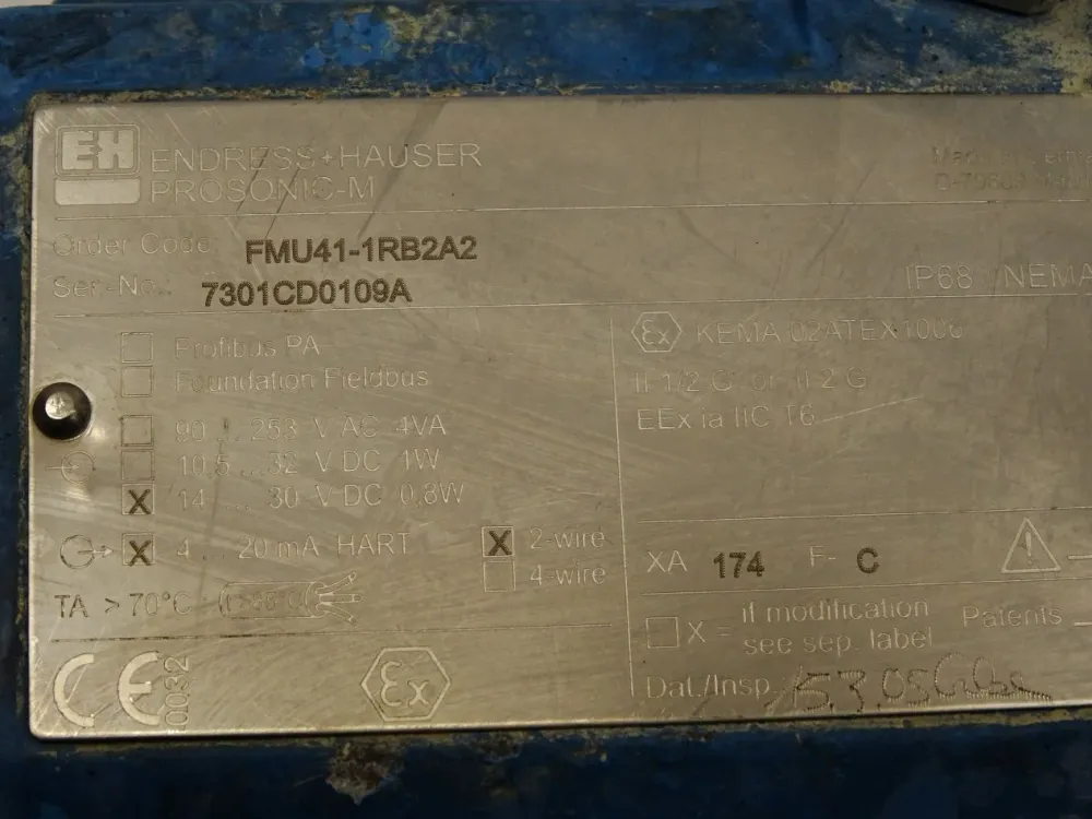 Endress+Hauser Prosonic-M Sensor FMU41 FMU41-1RB2A2 14...30VDC 0.8W 4...20mA HART 2-wire