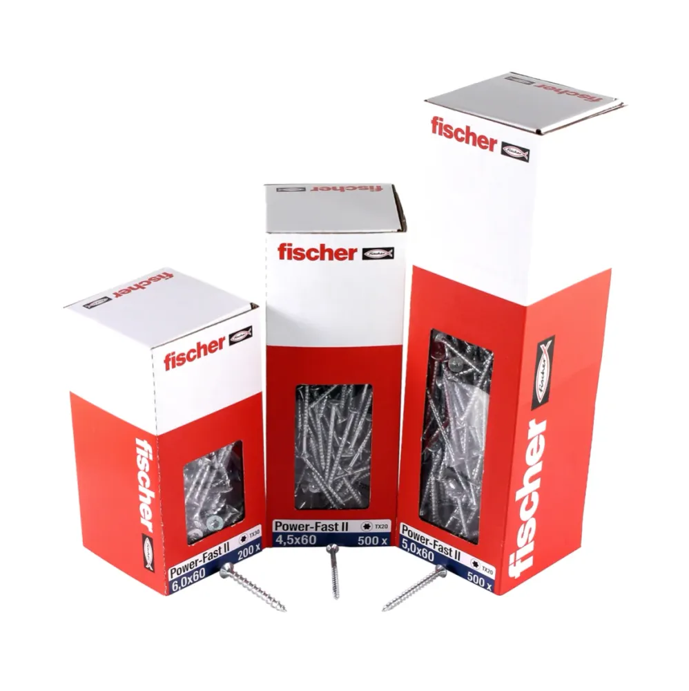 Fischer Power-Fast II FPF II Viti per legno 5,0x40 mm, 500 pz. ( 670373 ) Testa svasata, Torx, filettatura parziale, zinca...