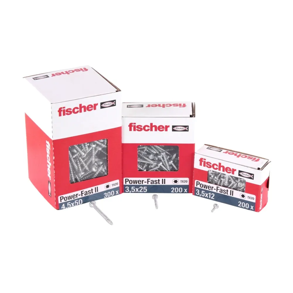 Fischer Power-Fast II FPF II Viti per legno 3,0x25 mm, 200 pz. ( 670059 ) Testa tonda, Torx, filettatura parziale, zincate...