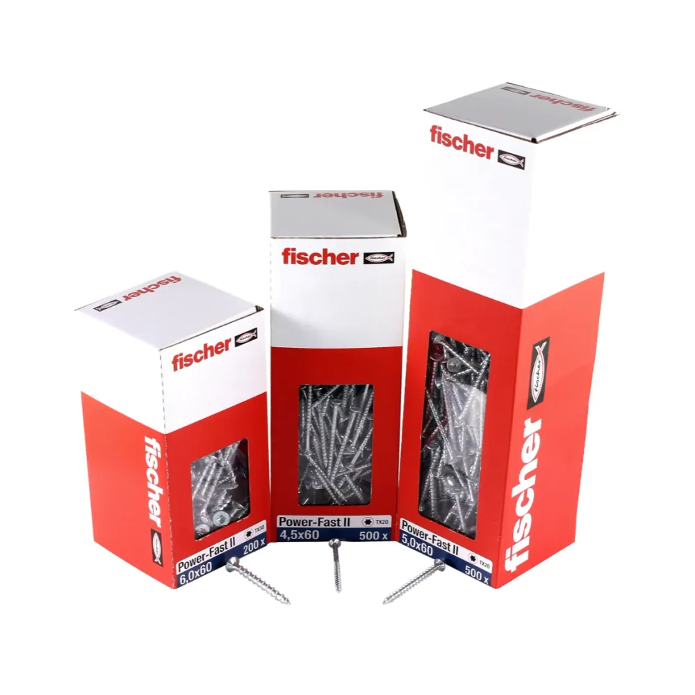 Fischer Power-Fast II FPF II Viti per legno 5,0x60 mm, 100 pz. ( 670378 ) Testa svasata, Torx, filettatura parziale, zinca...