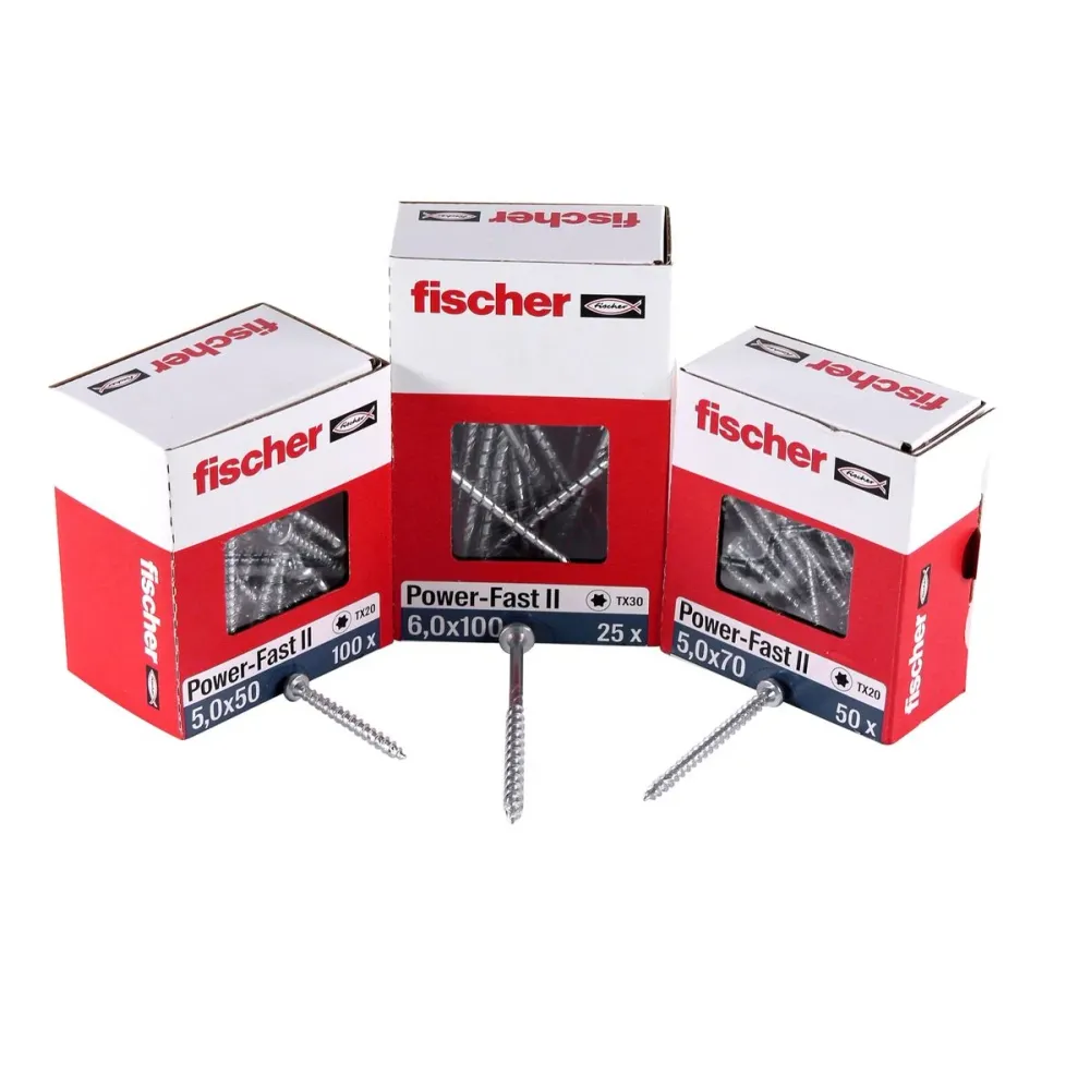 Fischer Power-Fast II FPF II Viti per legno 3,5x15 mm, 200 pz. ( 670098 ) Testa tonda, Torx, filettatura completa, zincate...
