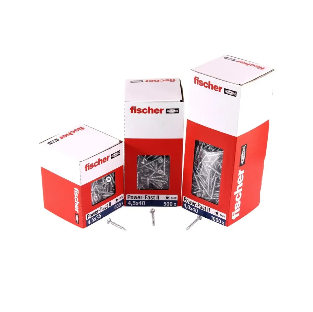 Fischer Power-Fast II FPF II Viti per truciolato 5,0x40 mm - 500 pz. ( 670355 ) Testa svasata con filettatura parziale Tor...