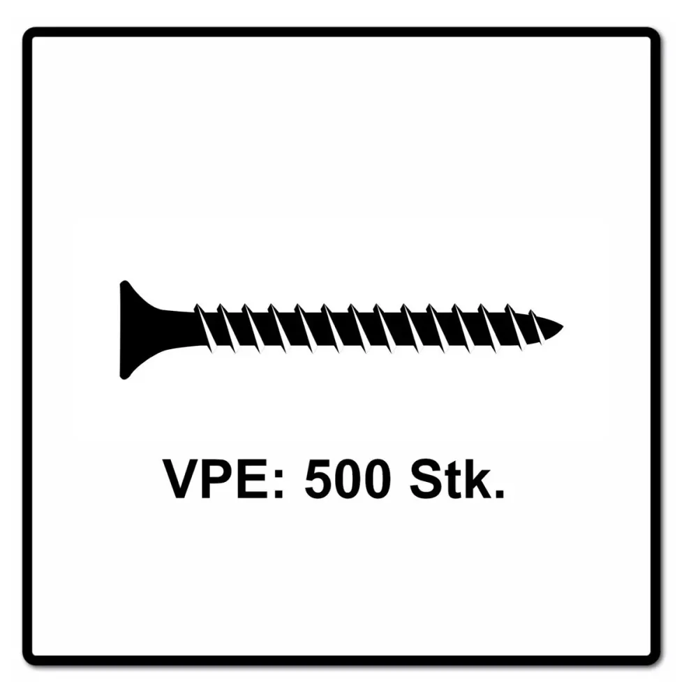 Fischer Power-Fast II FPF II Viti per truciolato 5,0x40 mm - 500 pz. ( 670355 ) Testa svasata con filettatura parziale Tor...