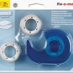 FIX-0-MOLL - 33mt x 19/19/19mm - SET 3 NASTRI ADESIVI DA UFFICIO CON DISPENSER - COLORE TRASPARENTE