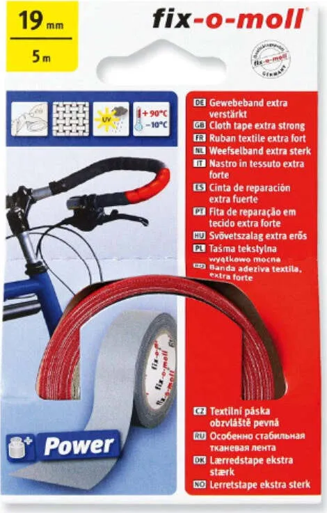 FIX-0-MOLL - 5mt x 19mm - NASTRO ADESIVO TELATO EXTRA FORTE PER RIPARAZIONI - COLORE ROSSO