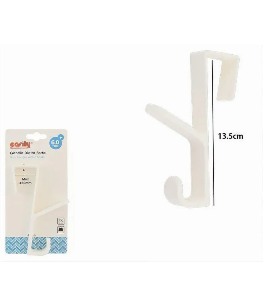 Gancio Dietro Porta Doppio Appendere Asciugamani Vestiti Bagno Casa Bianco 87020