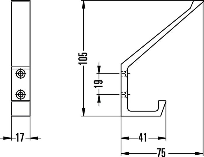 Gancio Hermeta 0138 ( 3000283348 ) singolo Sporgenza 76 mm Altezza 105 mm