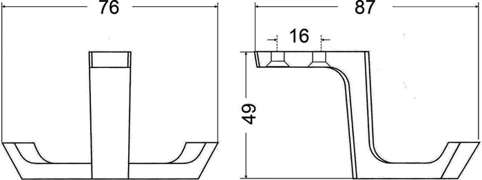 Gancio soffitto Hermeta 0200 ( 3000283277 ) doppia sporgenza 87 mm altezza 49 mm
