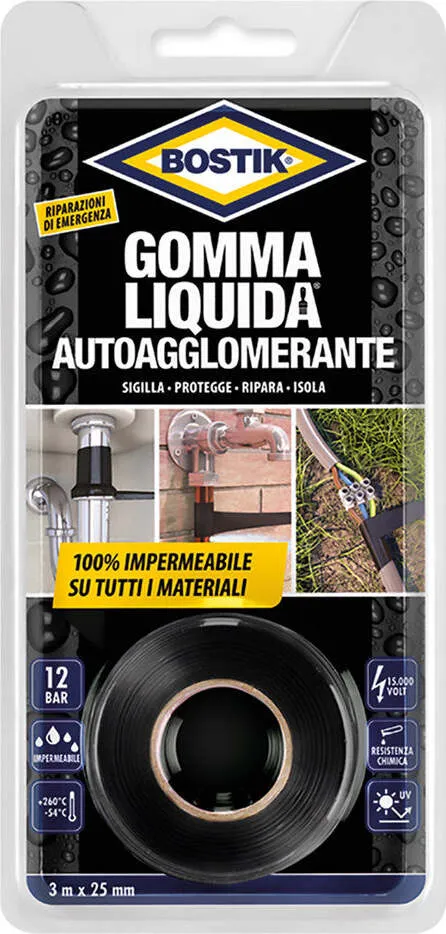 GOMMA LIQUIDA NASTRO AUTOAGGLOMERANTE mm 25 x 3 mt Bostik