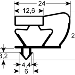 guarnizione per frigoriferi profilo 9043 lar. 390mm l 615mm misura innesto