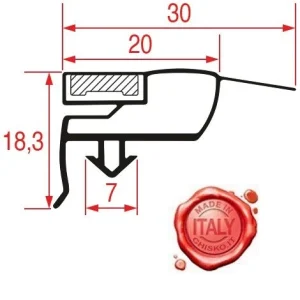 guarnizione per frigoriferi profilo 9773 lar. 635mm l 1530mm dimensione esterna b1 622mm