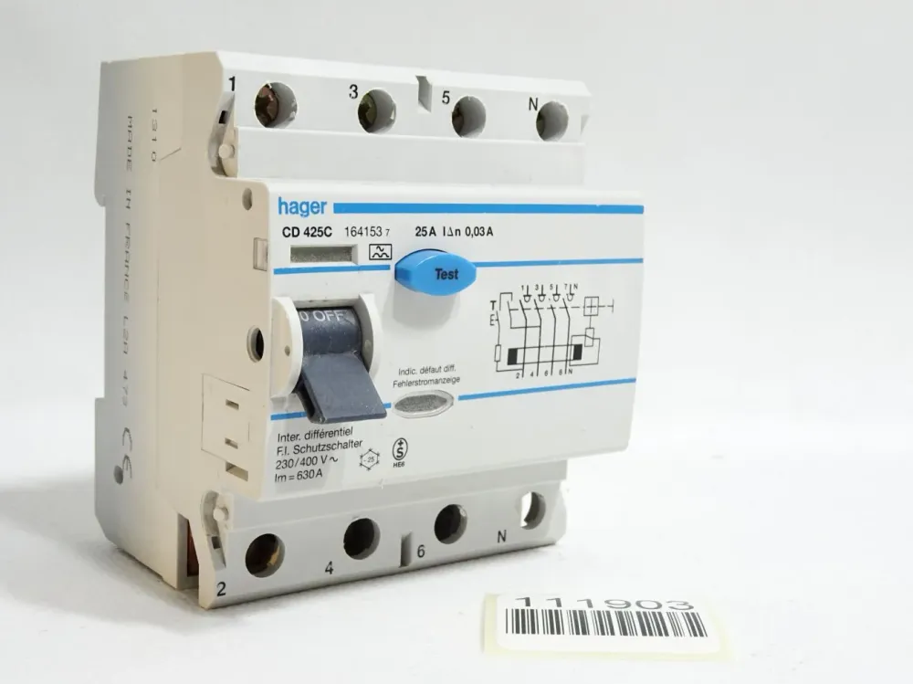 Hager 164153 CD425C 25A 0,03A Fehlerstrom-Schutzschalter