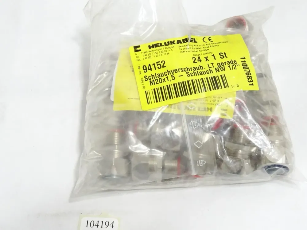 Helukabel 94152 Schlauchverschraub. LT gerade M20x1.5- Schlauch NW 1/2" / Inhalt:24 Stück / Neu OVP