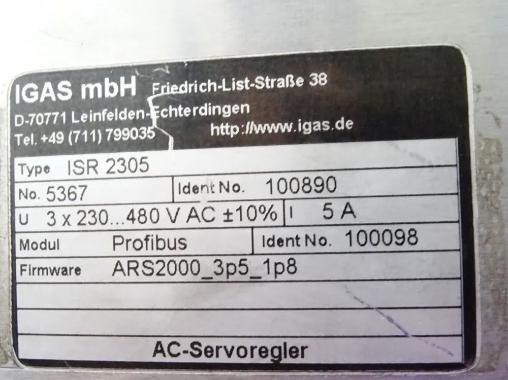 IGAS ISR 2305 ISR2305 100890 AC-Servoregler