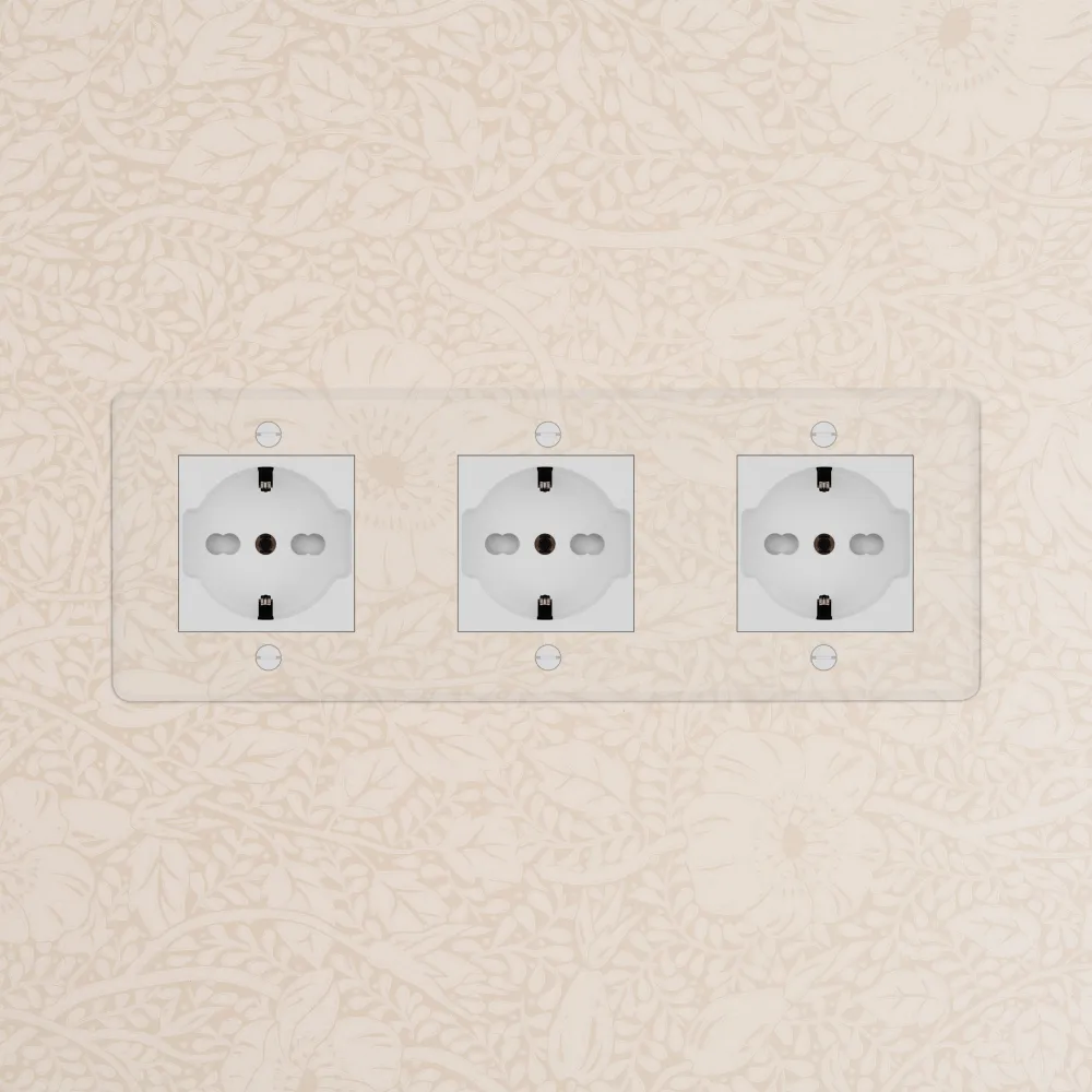 Kew Presa Schuko/Bipasso Tripla 3x - Trasparente | Bianco