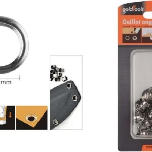 Kit 50pz Occhiello Occhielli Metallici Foro ø10mm Metallo Argento Pelle 90928