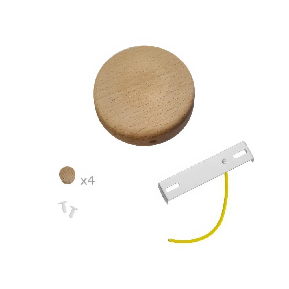 Kit Mini rosone cilindrico legno 4 fori laterali (scatola di derivazione) - Neutro