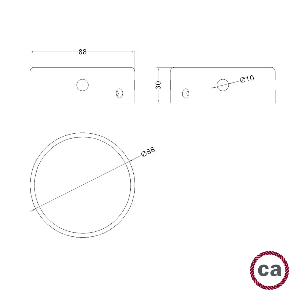 Kit Mini rosone cilindrico legno 4 fori laterali (scatola di derivazione) - Neutro