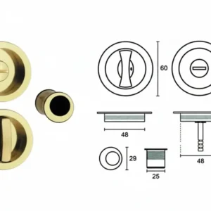 Kit Per Porte Scorrevoli Oro Lucido Mm.50 Frontale Con Incontro Oro Luc. (E0262S40) Telese