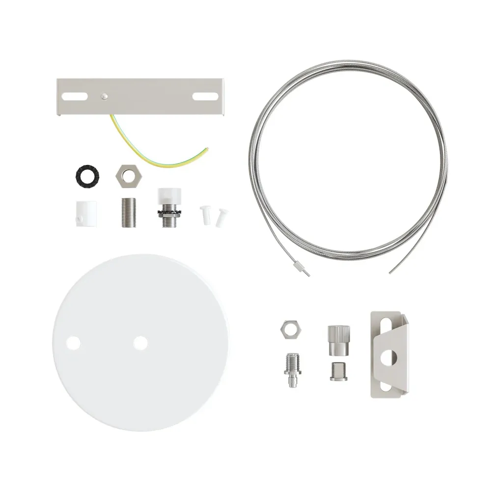Kit Rosone Ø 120 mm con sospensione acciaio e bilanciatore millimetrico - Bianco Opaco