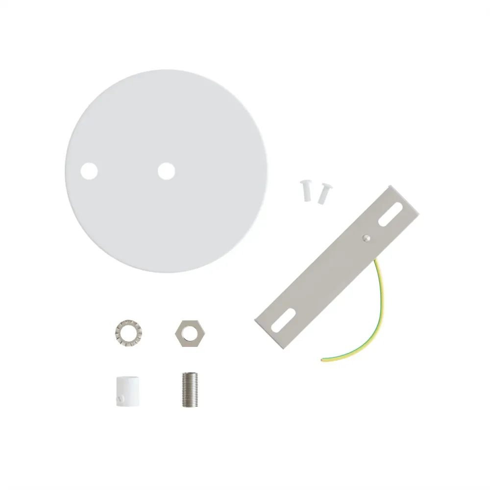 Kit rosone cilindrico metallo Ø 120 mm 2 fori centrali e decentrati - Bianco Opaco