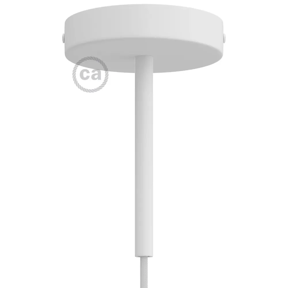 Kit rosone cilindrico metallo con serracavo da 15 cm - Bianco opaco