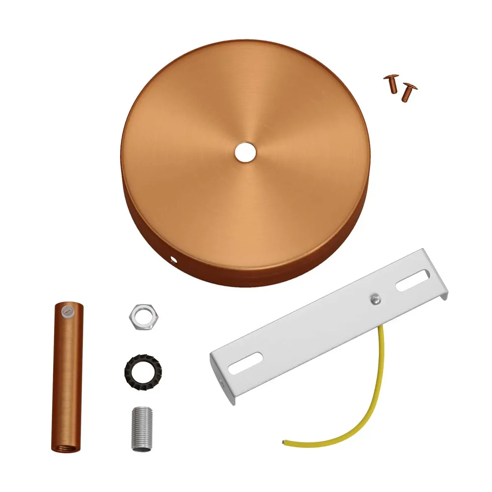 Kit rosone cilindrico metallo con serracavo da 7 cm - Rame satinato