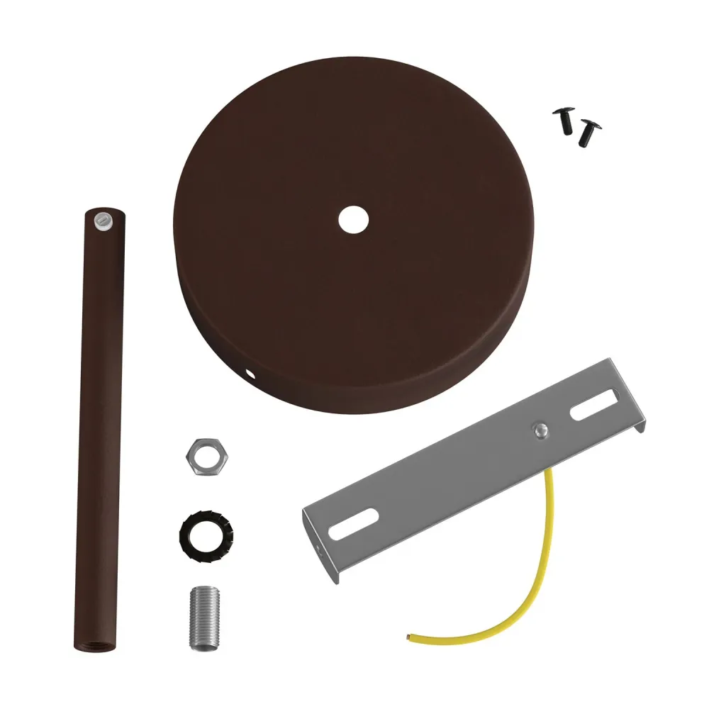 Kit rosone cilindrico metallo con serracavo da 15 cm - Ruggine scura verniciata