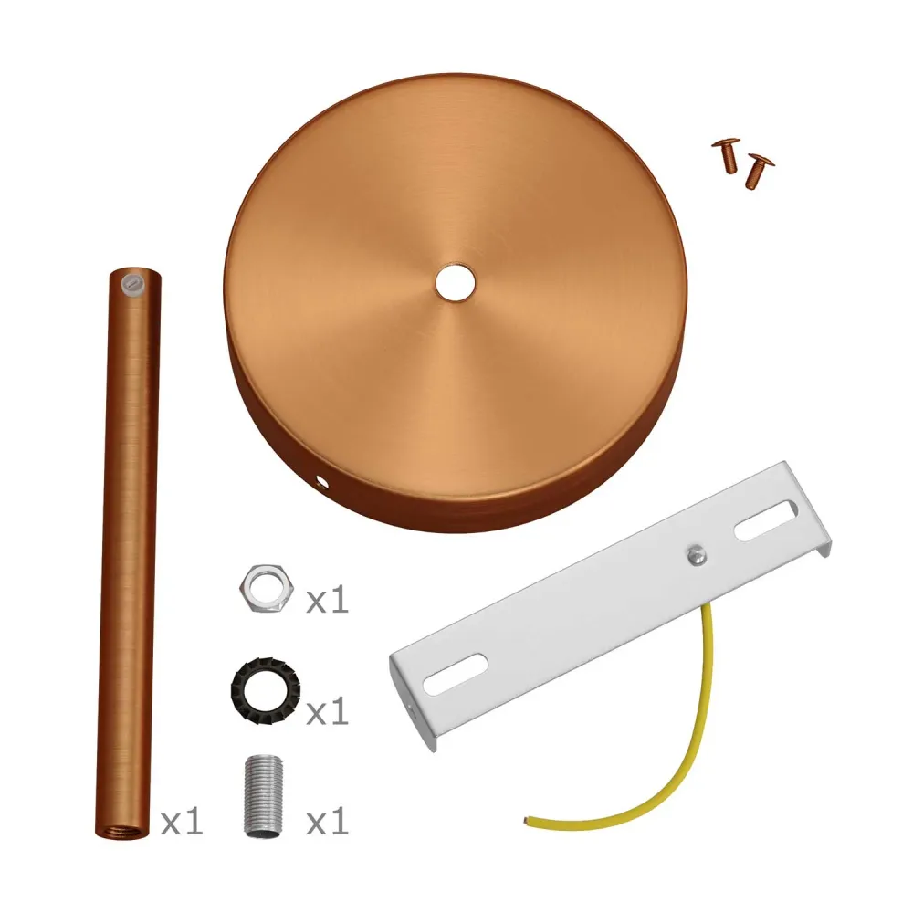 Kit rosone cilindrico metallo con serracavo da 15 cm - Rame satinato