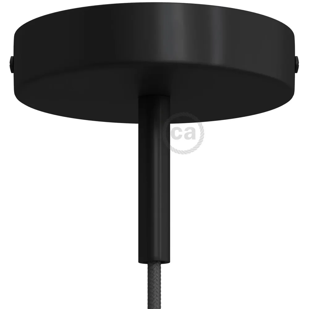 Kit rosone cilindrico metallo con serracavo da 7 cm - Nero