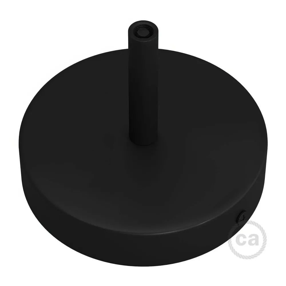 Kit rosone cilindrico metallo con serracavo da 7 cm - Nero