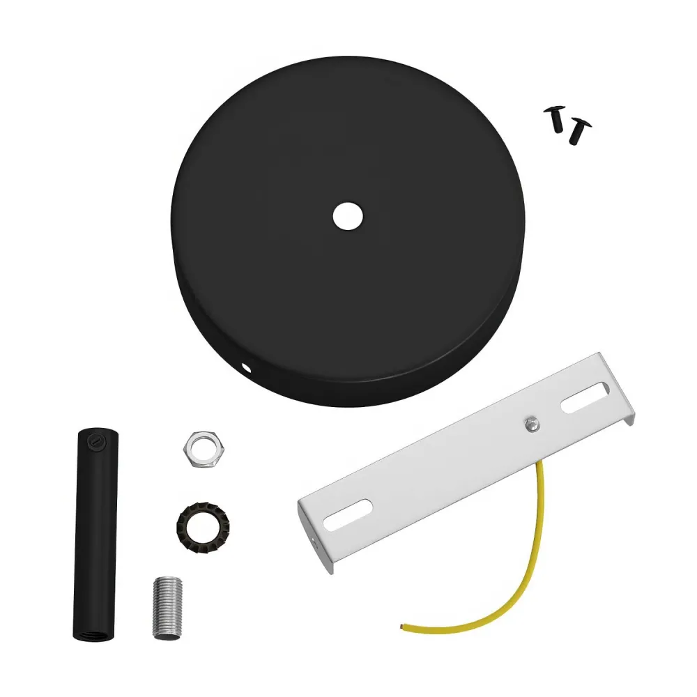 Kit rosone cilindrico metallo con serracavo da 7 cm - Nero