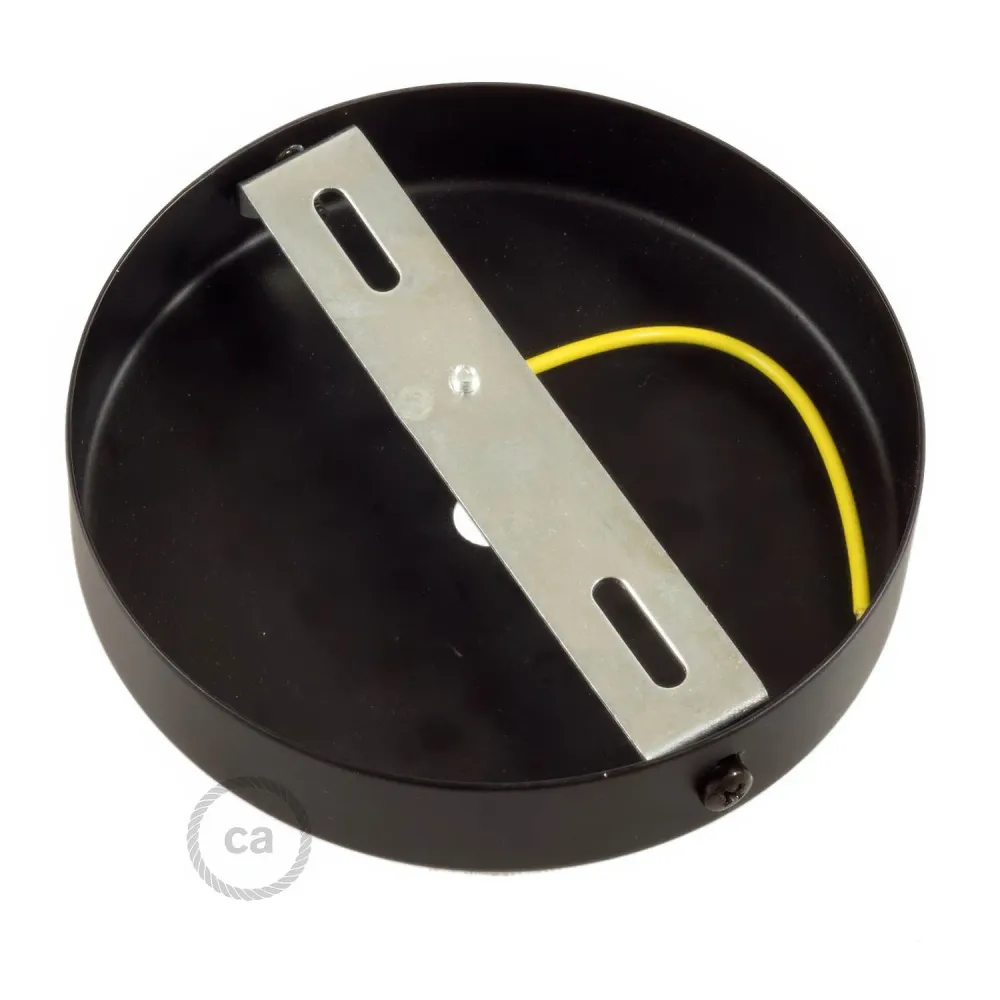 Kit rosone cilindrico metallo con serracavo da 7 cm - Nero