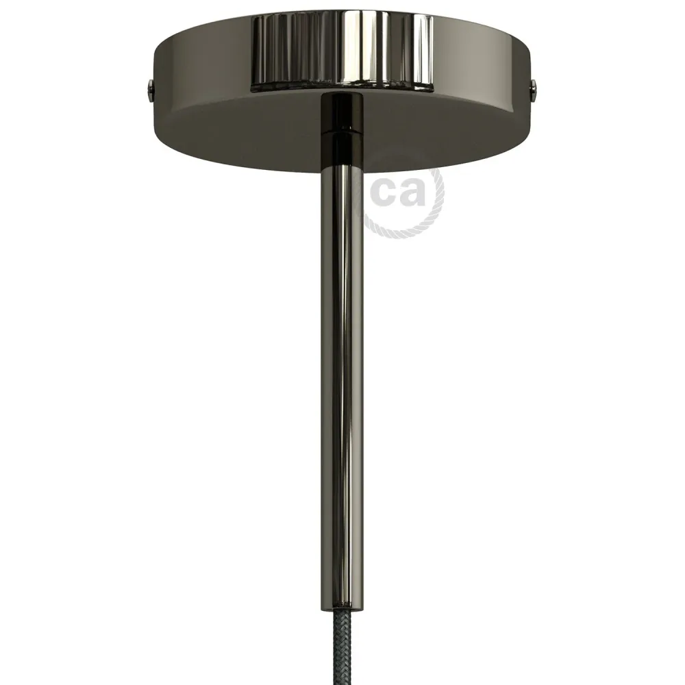 Kit rosone cilindrico metallo con serracavo da 15 cm - Nero perla