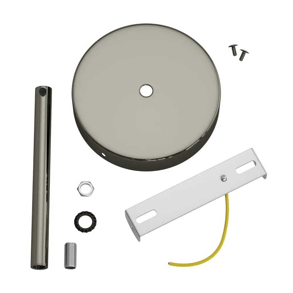 Kit rosone cilindrico metallo con serracavo da 15 cm - Nero perla