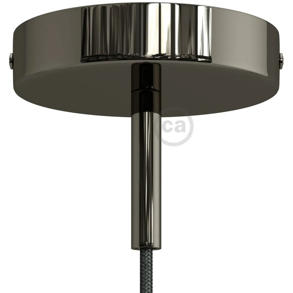 Kit rosone cilindrico metallo con serracavo da 7 cm - Nero perla