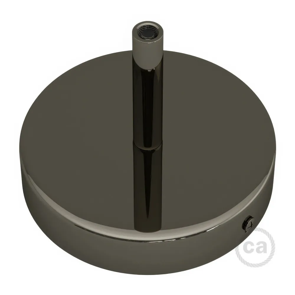 Kit rosone cilindrico metallo con serracavo da 7 cm - Nero perla