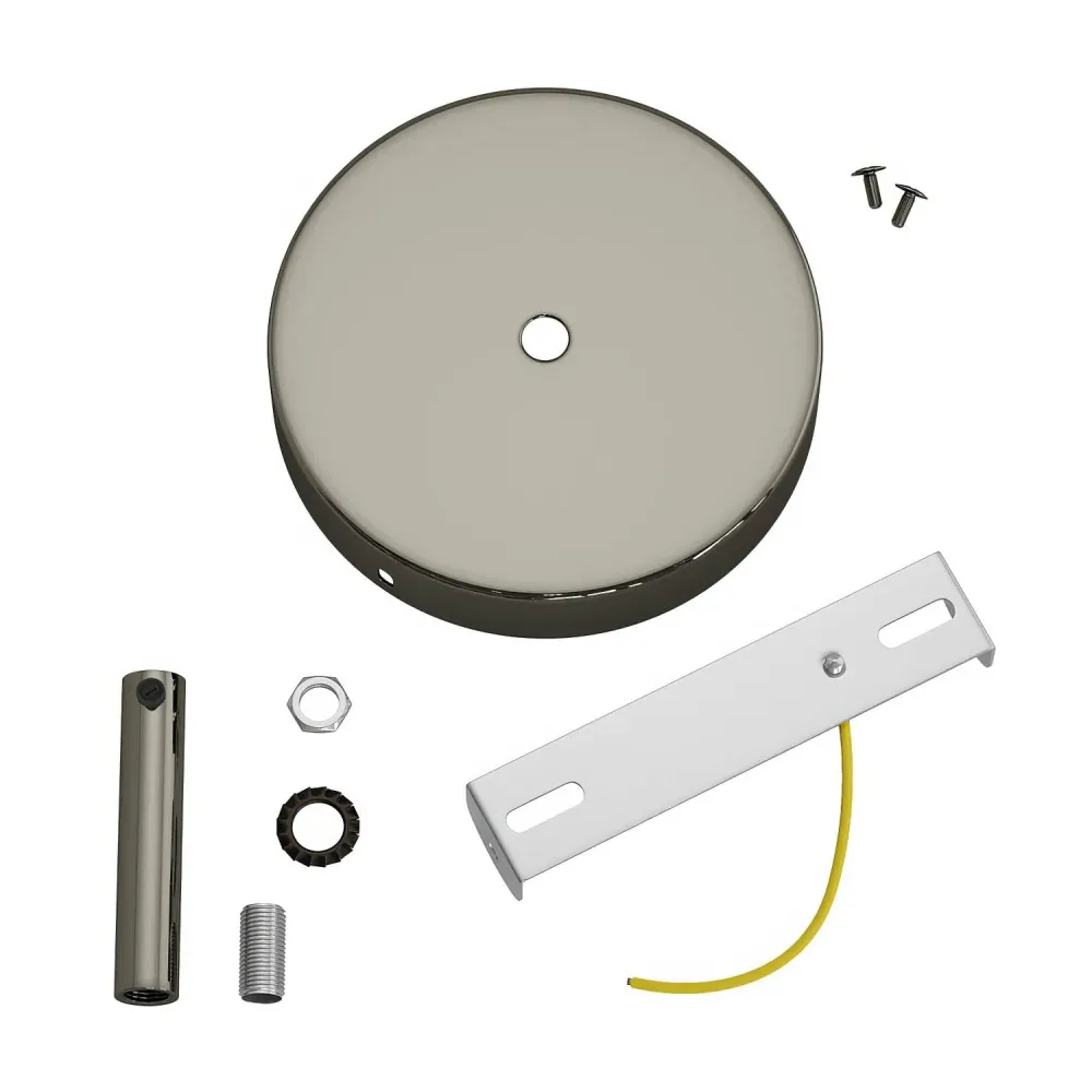 Kit rosone cilindrico metallo con serracavo da 7 cm - Nero perla