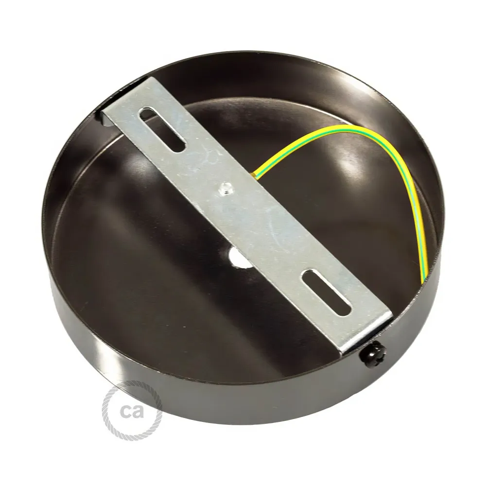 Kit rosone cilindrico metallo con serracavo da 7 cm - Nero perla