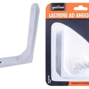 2 Lastrine Ad Angolo 100x100mm Bianca Sostegno Staffa Angolare Viti Mobile 94782