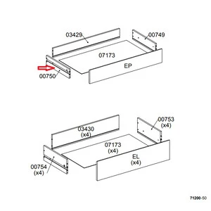 R Laterale Cassetto 00750 X Kit Cassettiera 5C Nova 77X40X107 Bianca- 1,0 Pz
