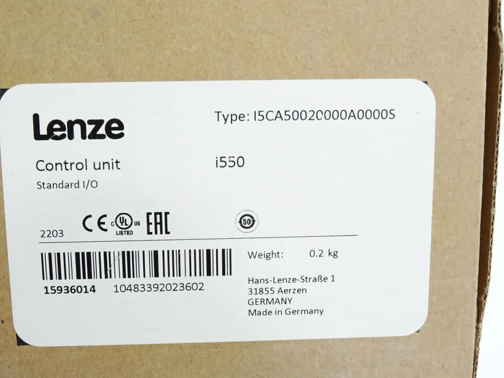 Lenze Control Unit 15936014 i550 I5CA50020000A0000S Standard I/O / Neu OVP