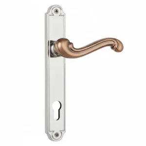 Maniglia Barocco Con Placca Ottone Foro Yale- - Mm.90 - 4 Paio