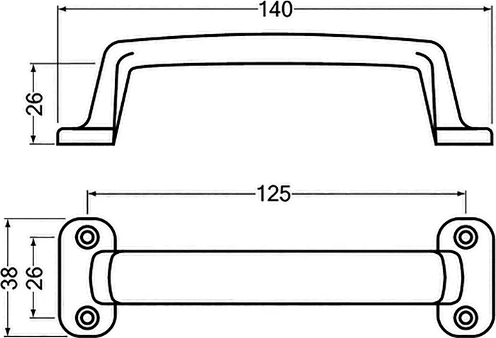 Maniglia HERMETA sporgenza 26 mm lunghezza 140 mm larghezza 38 mm ( 3000283304 )