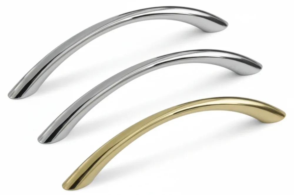 Maniglie Per Mobili Fisse Mod.Up82 Zama- - Interfori Mm.96 Ottonato Lucido - 10 Pezzi Metalstyle