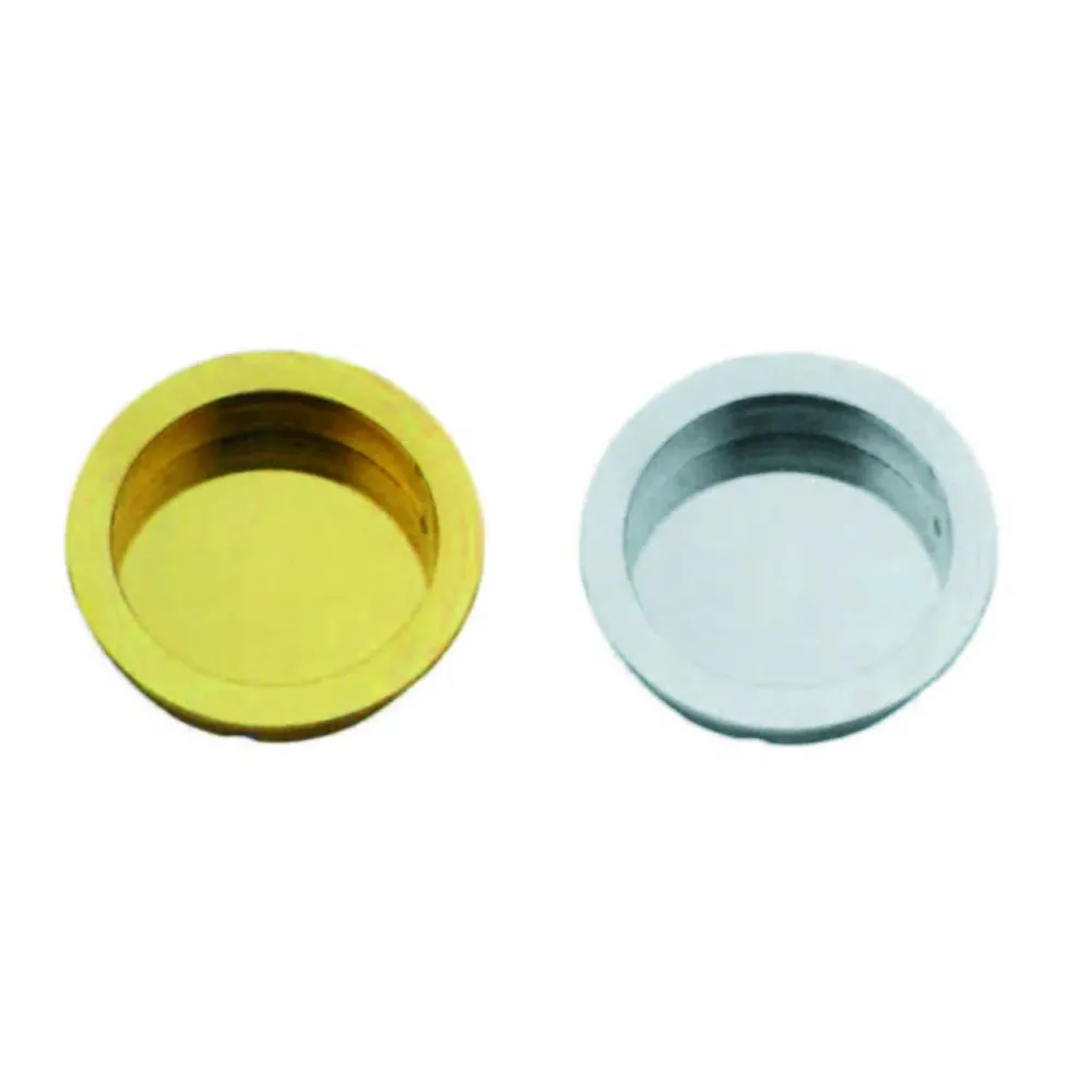Maniglietta Nicchia Tonda Ad Incasso Senza Foro Ottone - ø mm.40 ottone cromo satinato - 5 pz