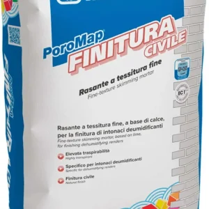 MAPEI POROMAP FINITURA CIVILE KG.25 Rasatura traspirante fine basa calce per intonaci deumidificanti
