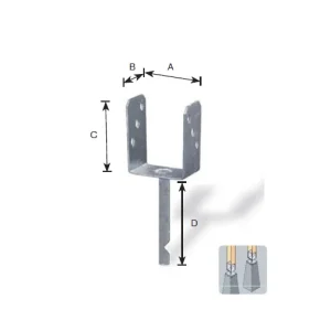 MASIDEF - SUPPORTO "U" PER PALI 71X50X150mm