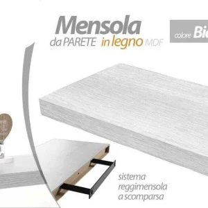 Mensola Parete Legno Reggimensola Scomparsa Bianco 40x25x4cm Kit Montaggio 790775